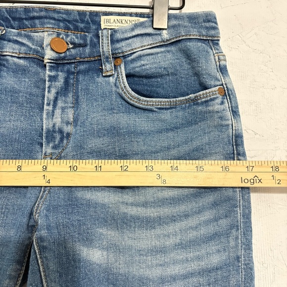 Blank NYC Light Blue Distressed Ankle Cropped Skinny Jeans MidRise Raw Hem Sz 27 - Picture 6 of 14